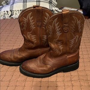 Brown Leather Cowboy Boots steel toe